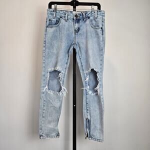 One X One Teaspoon Freebirds Denim‎ Jeans Extreme Distressed Light Low Rise 27